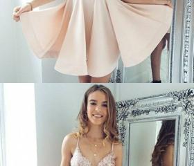A-line Spaghetti Straps Short Homecoming Dress With Sequins, Homecoming ...