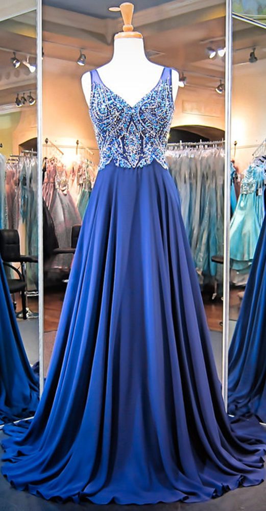 Modest Prom Dress Gorgeous A-line Crystals Straps Evening Dress,41913 ...