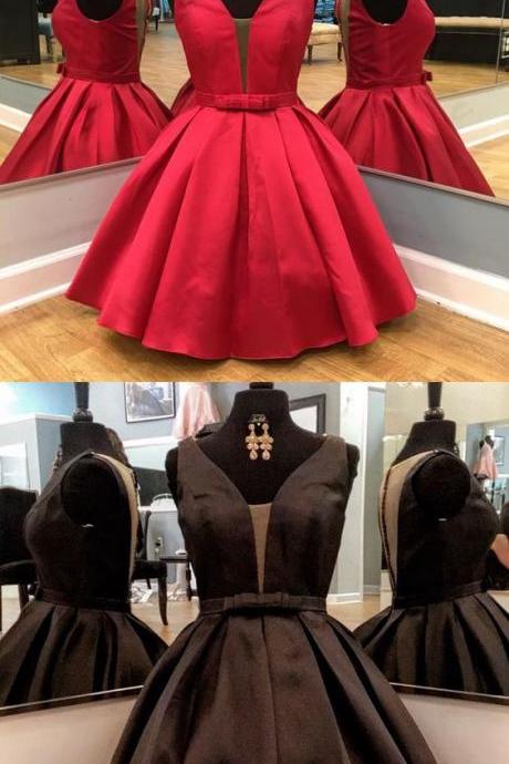 Red V-Neck Overskirt Lace Applique Prom Gowns JTE225 main image 1
