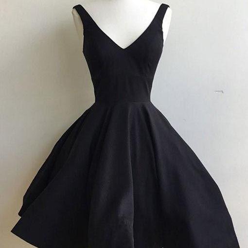 Cute A-line V-neck Black Short Homecoming/prom Dress,evening Dress ...