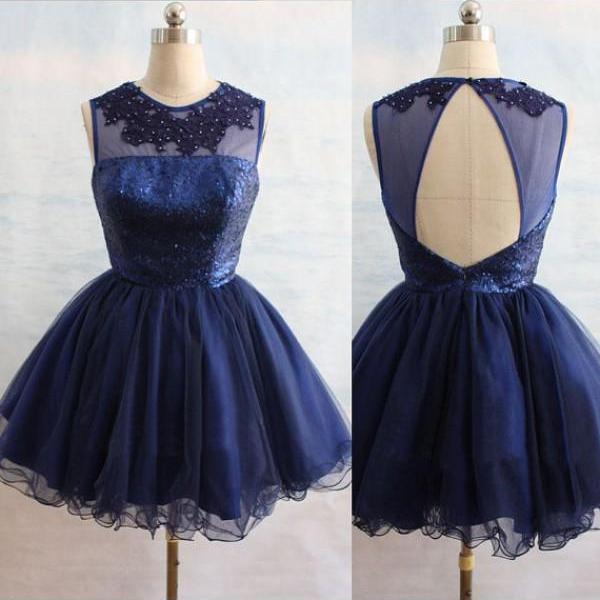 Cute Short Navy Blue Evening Dress , Graduation Dresses 2016,party