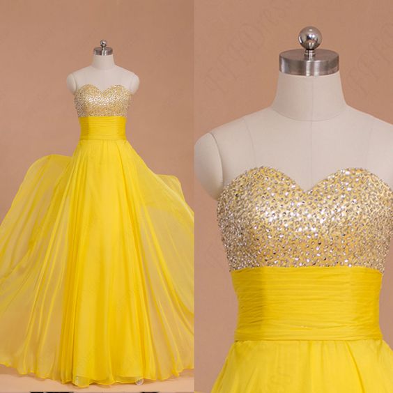 Yellow Halter Neck Sheath Chiffon Vintage Long Prom Dress Evening Party Dress, DP5401