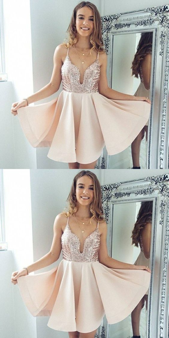 a-line sweetheart spaghetti straps short cocktail/homecoming dress