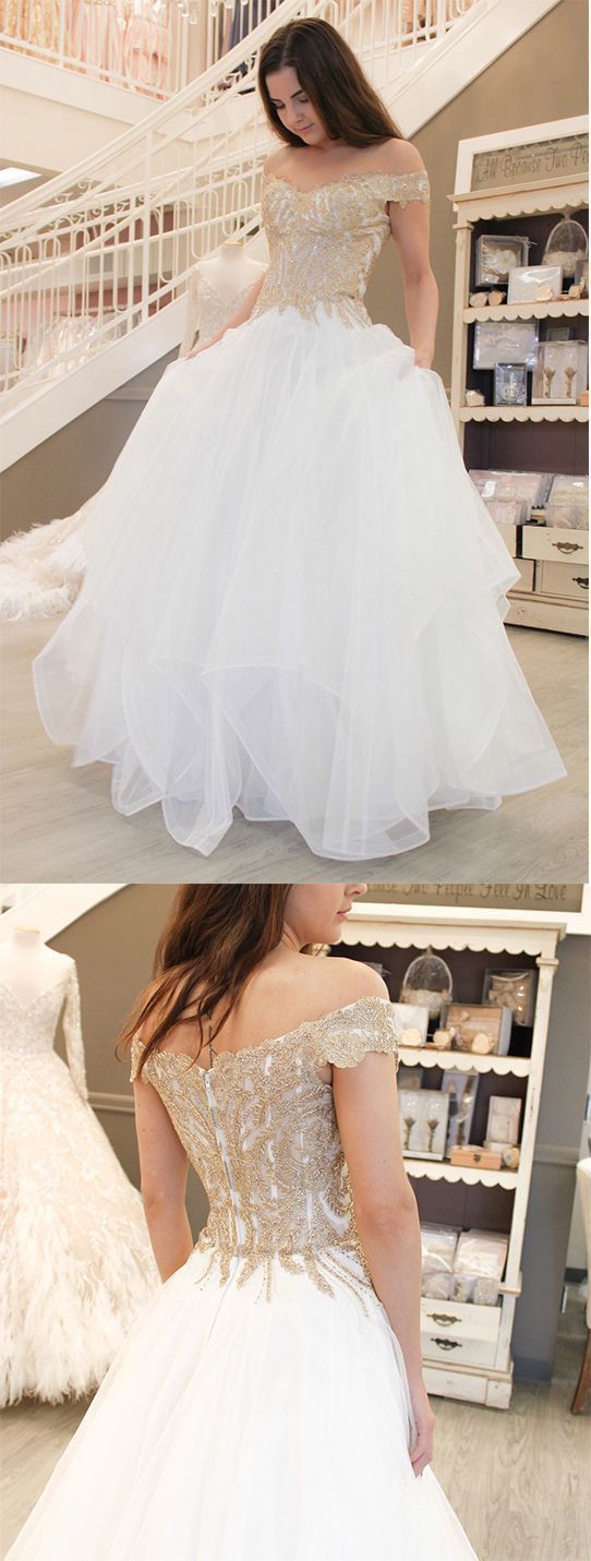 White Off Shoulder Halter A-Line Long Prom Dress Elegant Party Dress,DP1487 main image 0